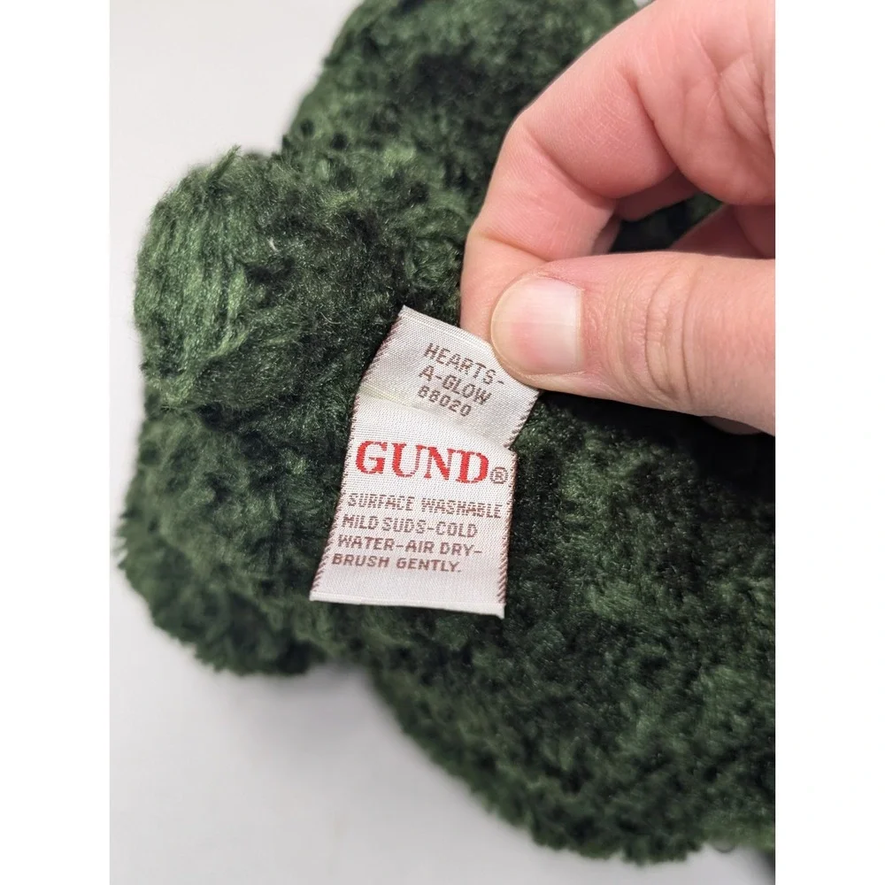 Vintage Gund Hearts A Glow 88020 Green Christmas Teddy Bear Peace Gift 90s 1990s